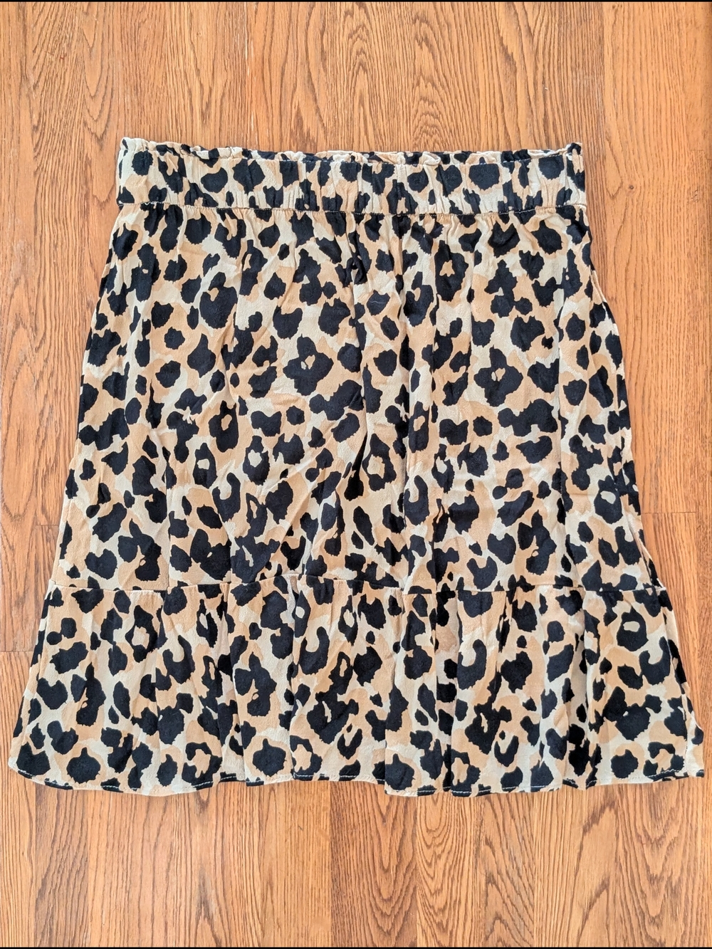 LOFT Leopard Patterned Black/Beige Animal Print Rayon Skirt - Picture 7 of 7